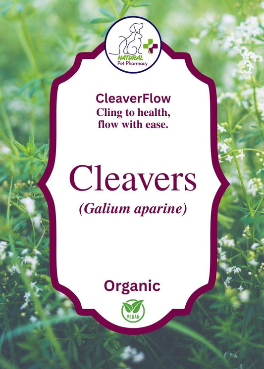Cling to health, flow with ease. Natural detox and urinary support for cats, dogs and horses. Suitable for most pets.